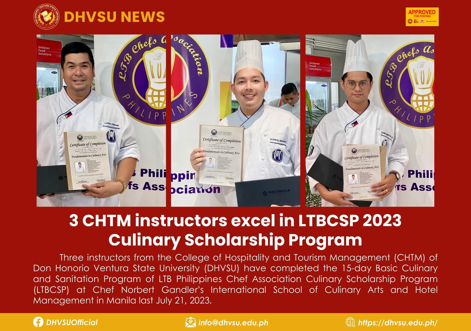 08072023   3 CHTM instructors excel in LTBCSP 2023 Culinary Scholarship Program   Information DHVSU