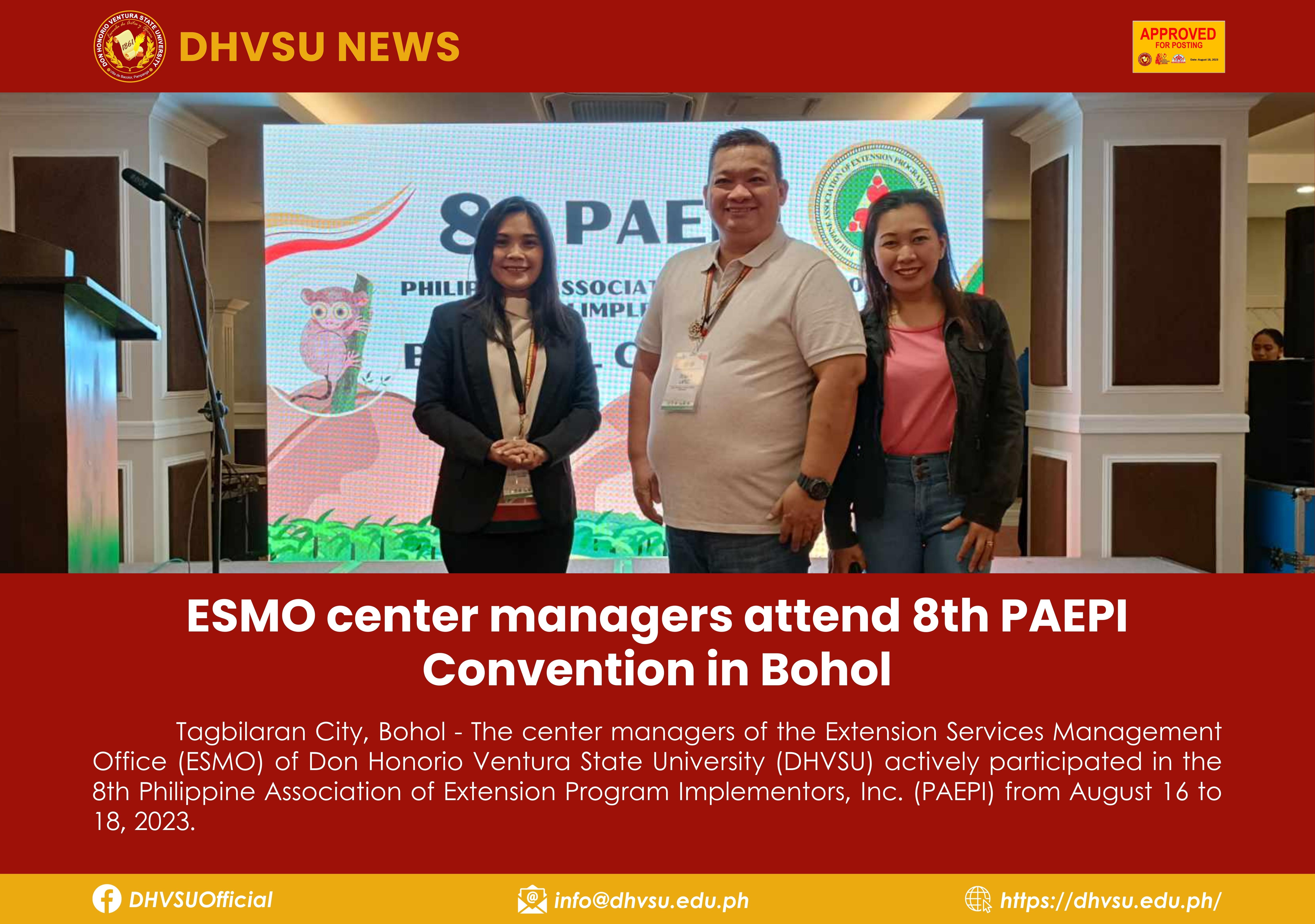 08182023   ESMO center managers attend 8th PAEPI Convention in Bohol 1   Information DHVSU