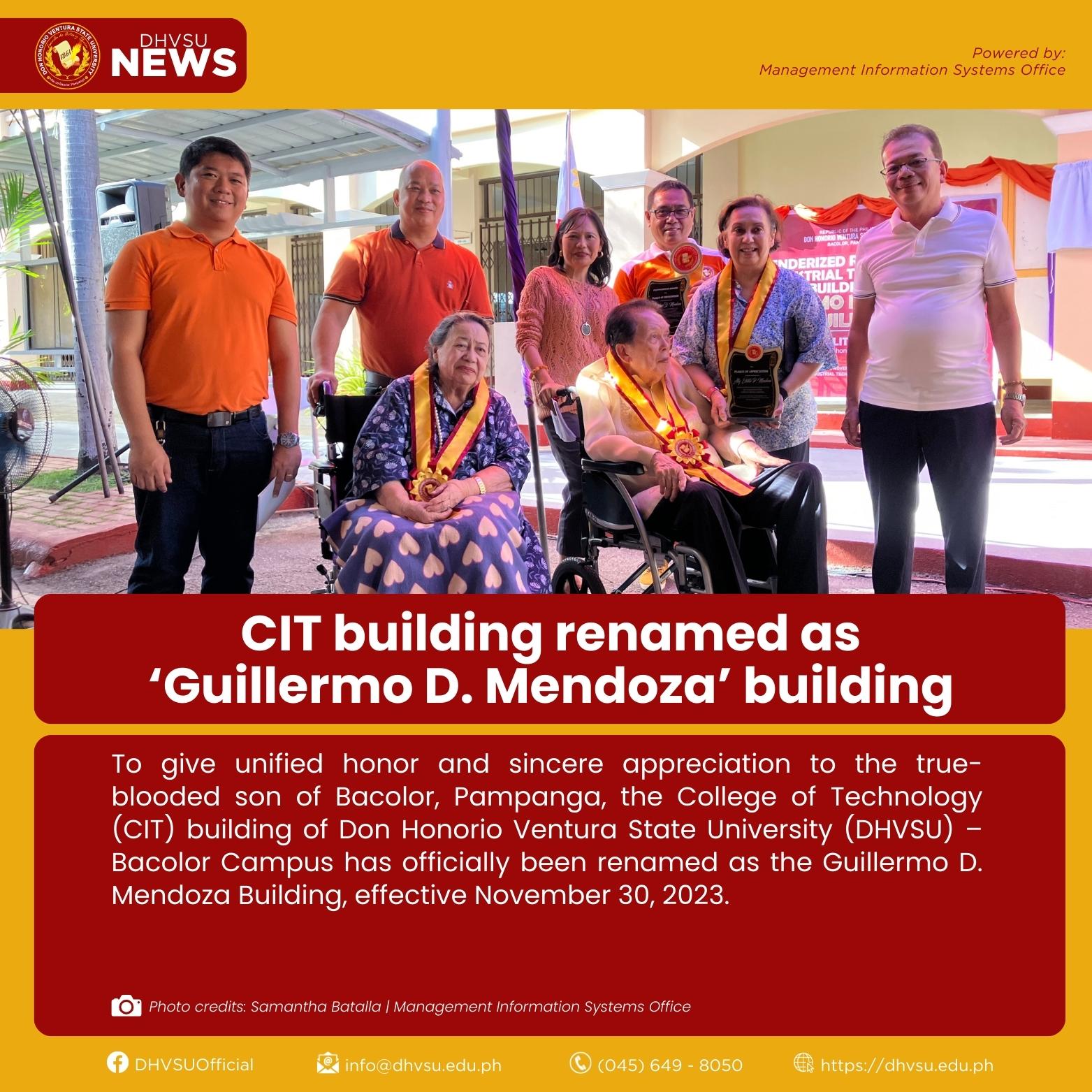 12012023   CIT building renamed as Guillermo D. Mendoza building 1