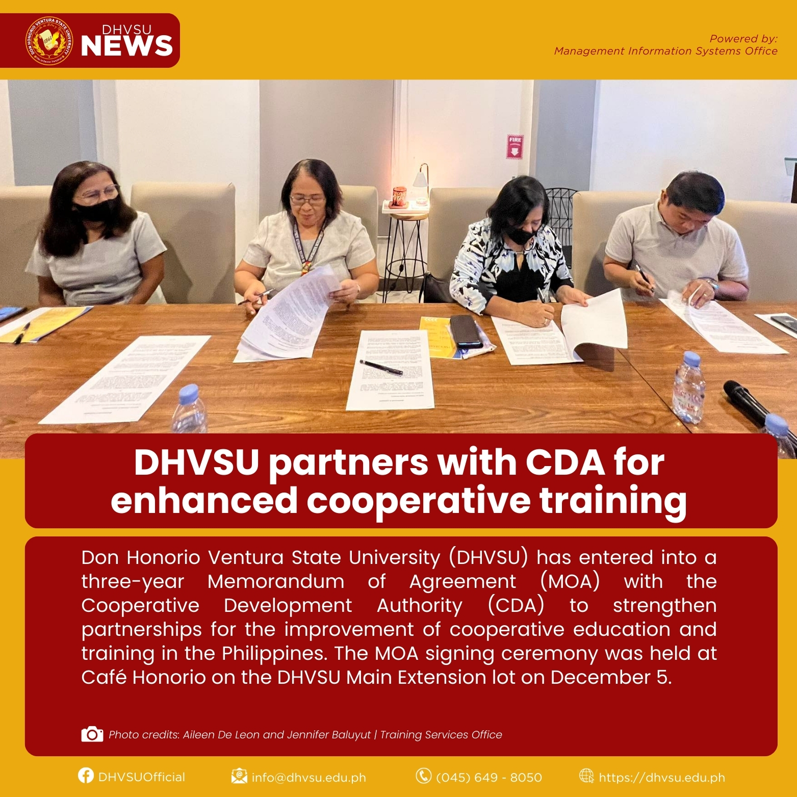 12062023   DHVSU partners with CDA for enhanced cooperative training 1   Information DHVSU