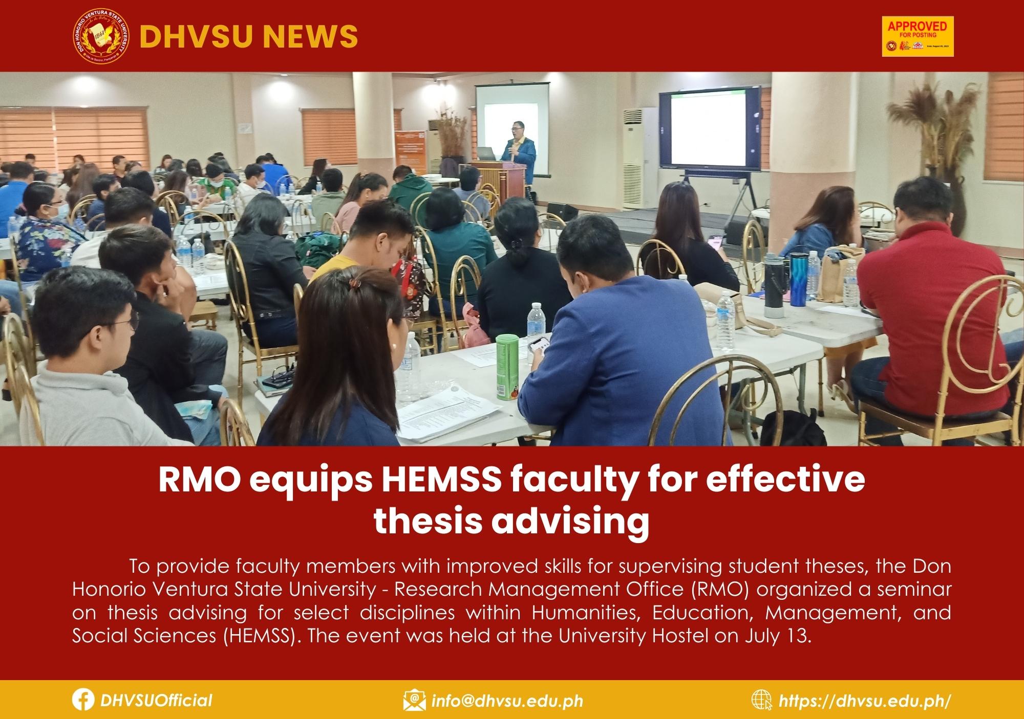 07132023   RMO equips HEMSS faculty for effective thesis advising 1   Information DHVSU