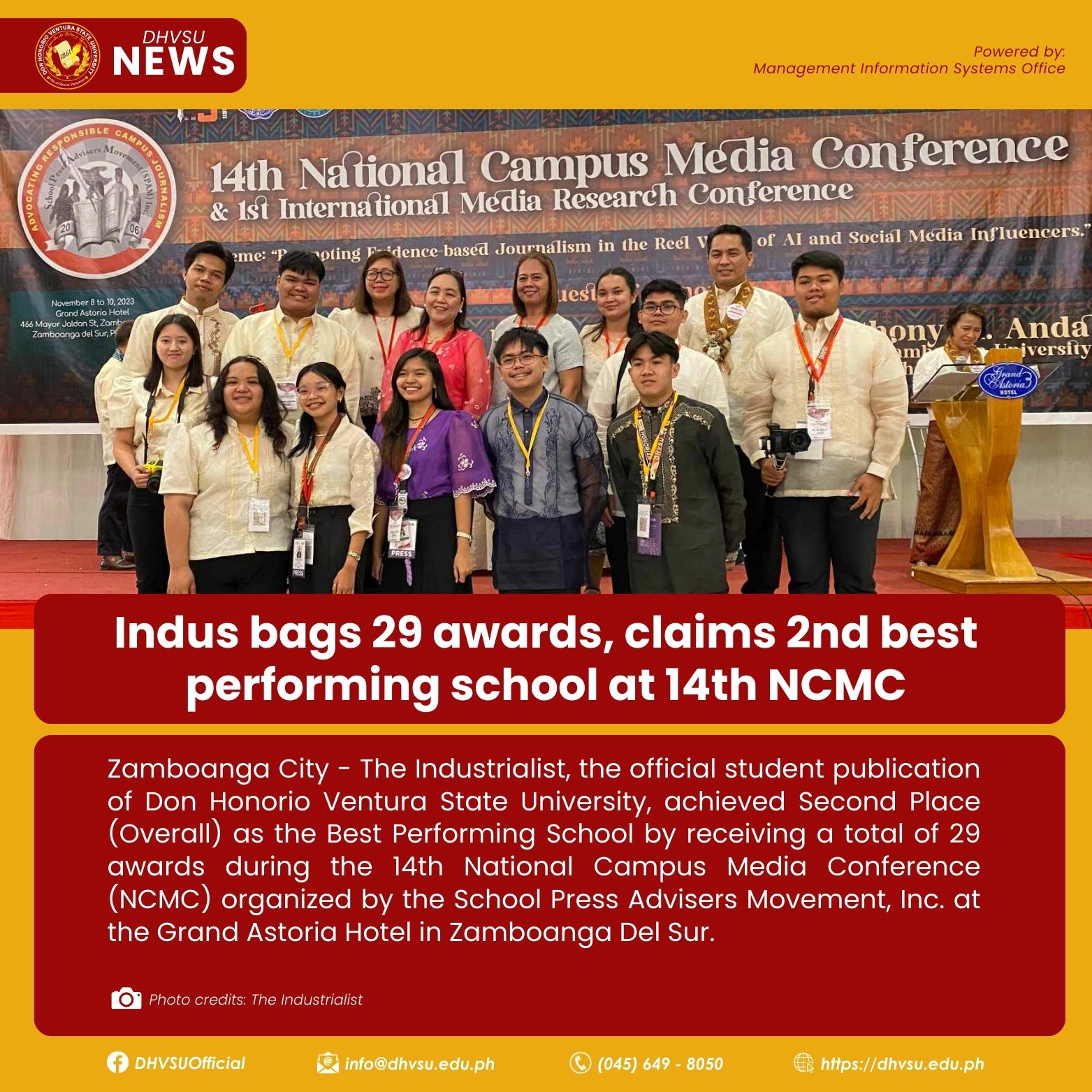 11132023   Indus bags 29 awards claims 2nd best performing school at 14th NCMC   Information DHVSU