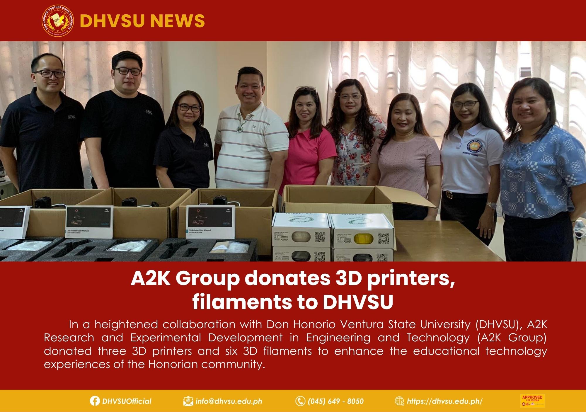 11072023   A2K Group donates 3D printers filaments to DHVSU 1