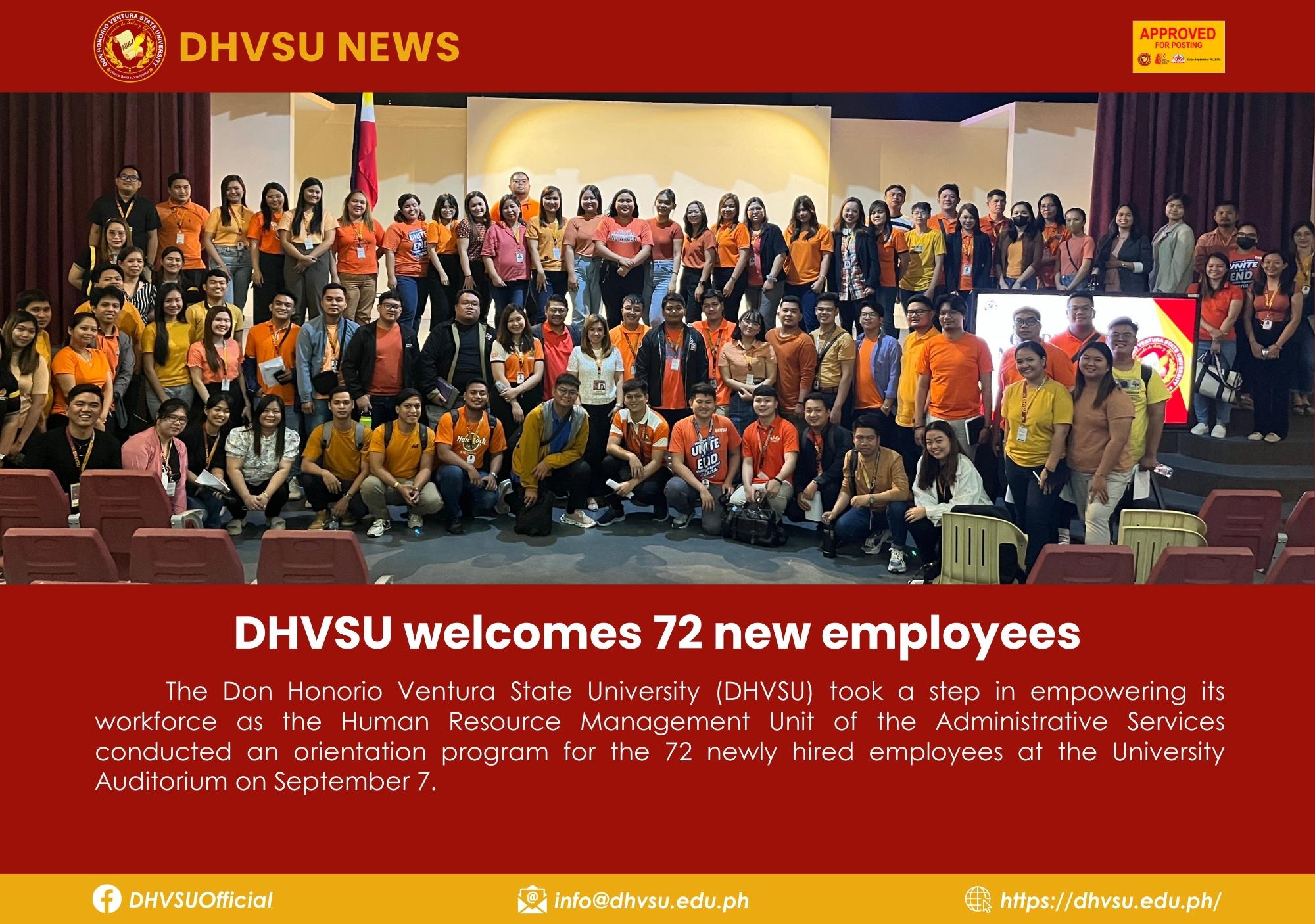 09072023   DHVSU welcomes 72 new employees 1   Information DHVSU