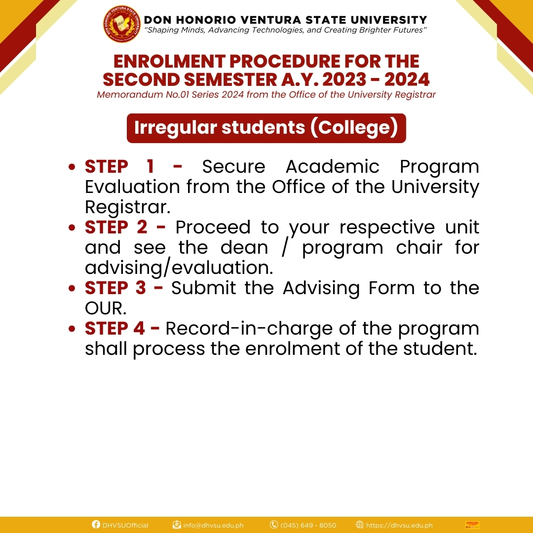 01052024   Enrolment Schedule and Procedure for the Second Semester A.Y. 2023   2024 4   Information DHVSU