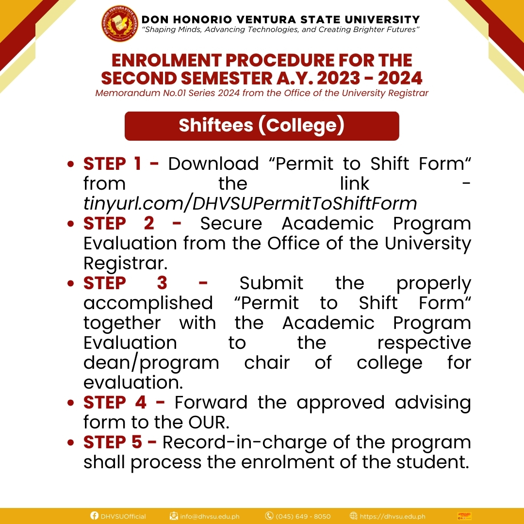 01052024   Enrolment Schedule and Procedure for the Second Semester A.Y. 2023   2024 5   Information DHVSU