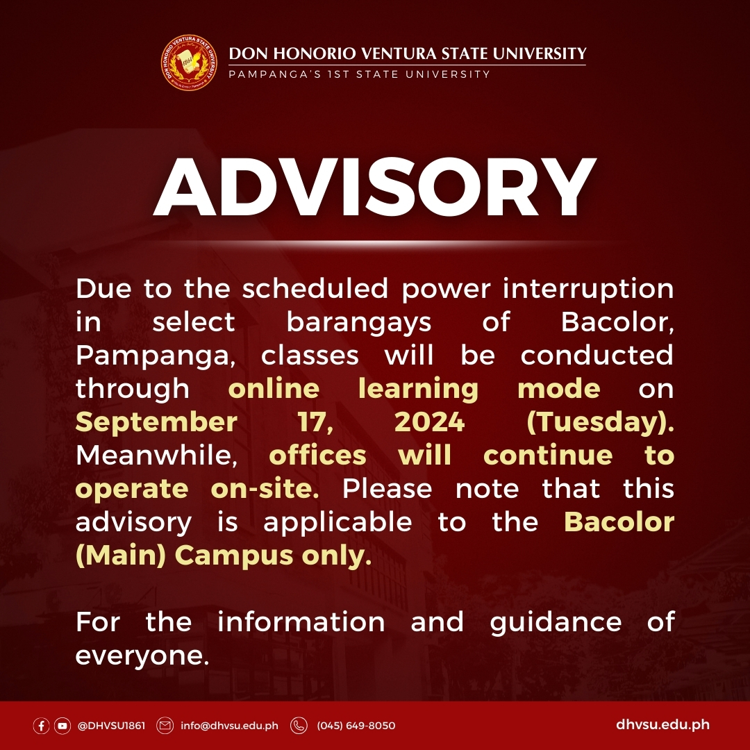 09162024   Online classes advisory WEBSITE   Information DHVSU