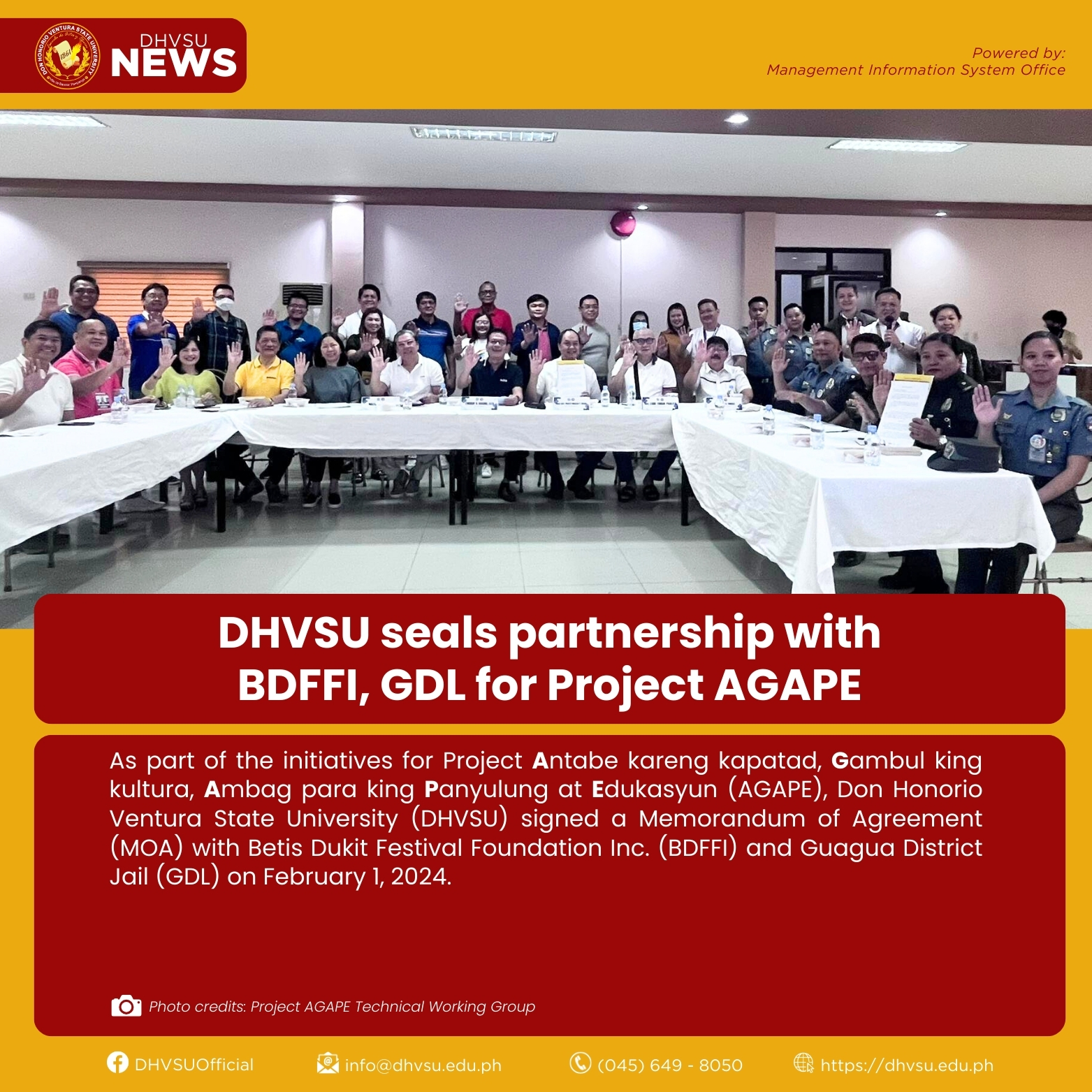 02132024   DHVSU seals partnership with BDFFI GDL for Project AGAPE   Information DHVSU