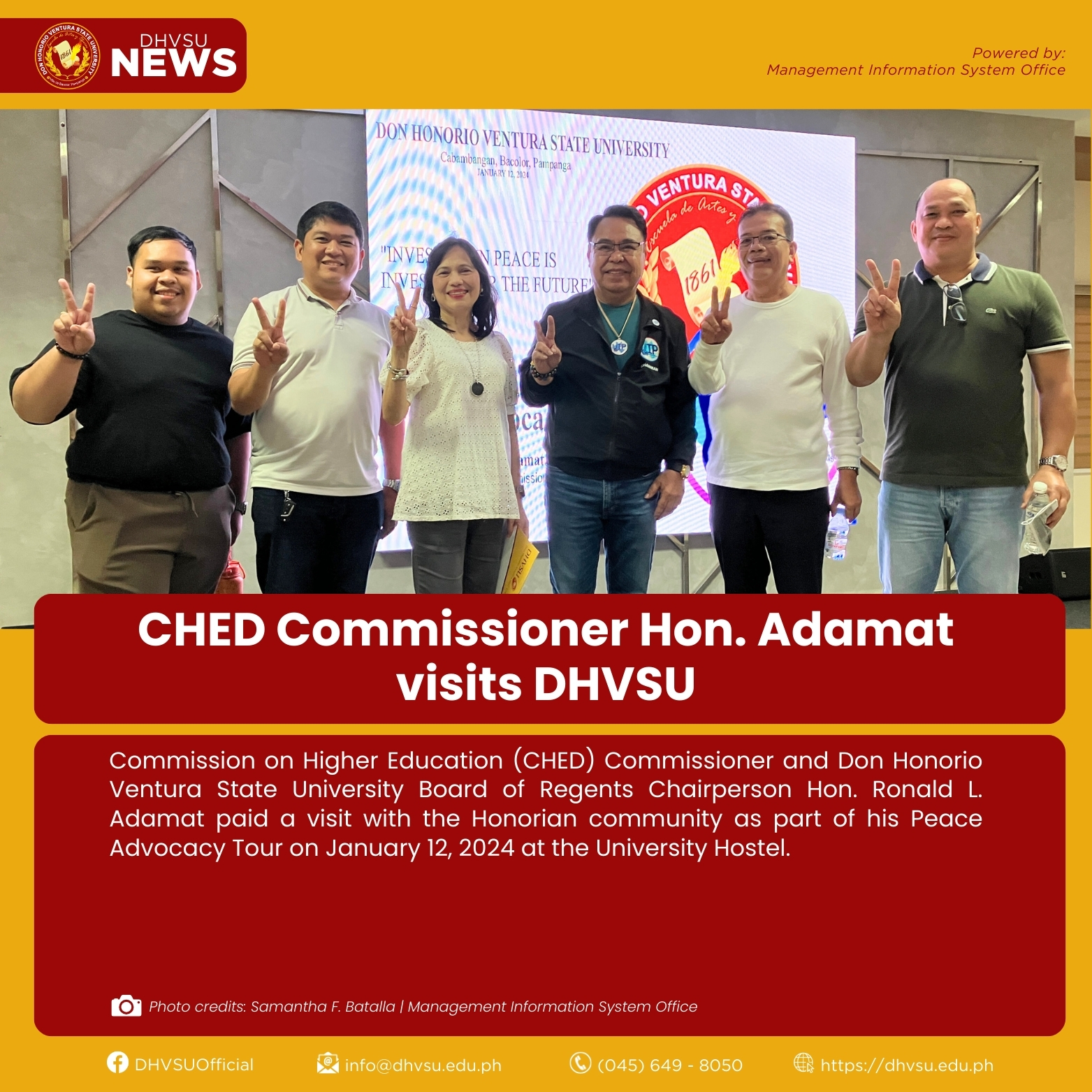 01152024   CHED Commissioner Hon. Adamat visits DHVSU 1