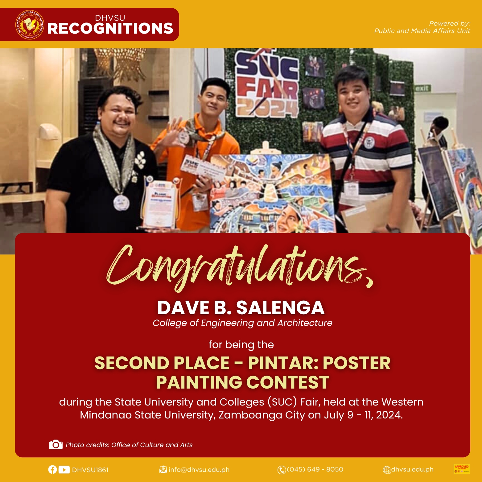 07162024   Central Luzon Represent   Arki stud places 2nd in natl poster painting contest   Information DHVSU