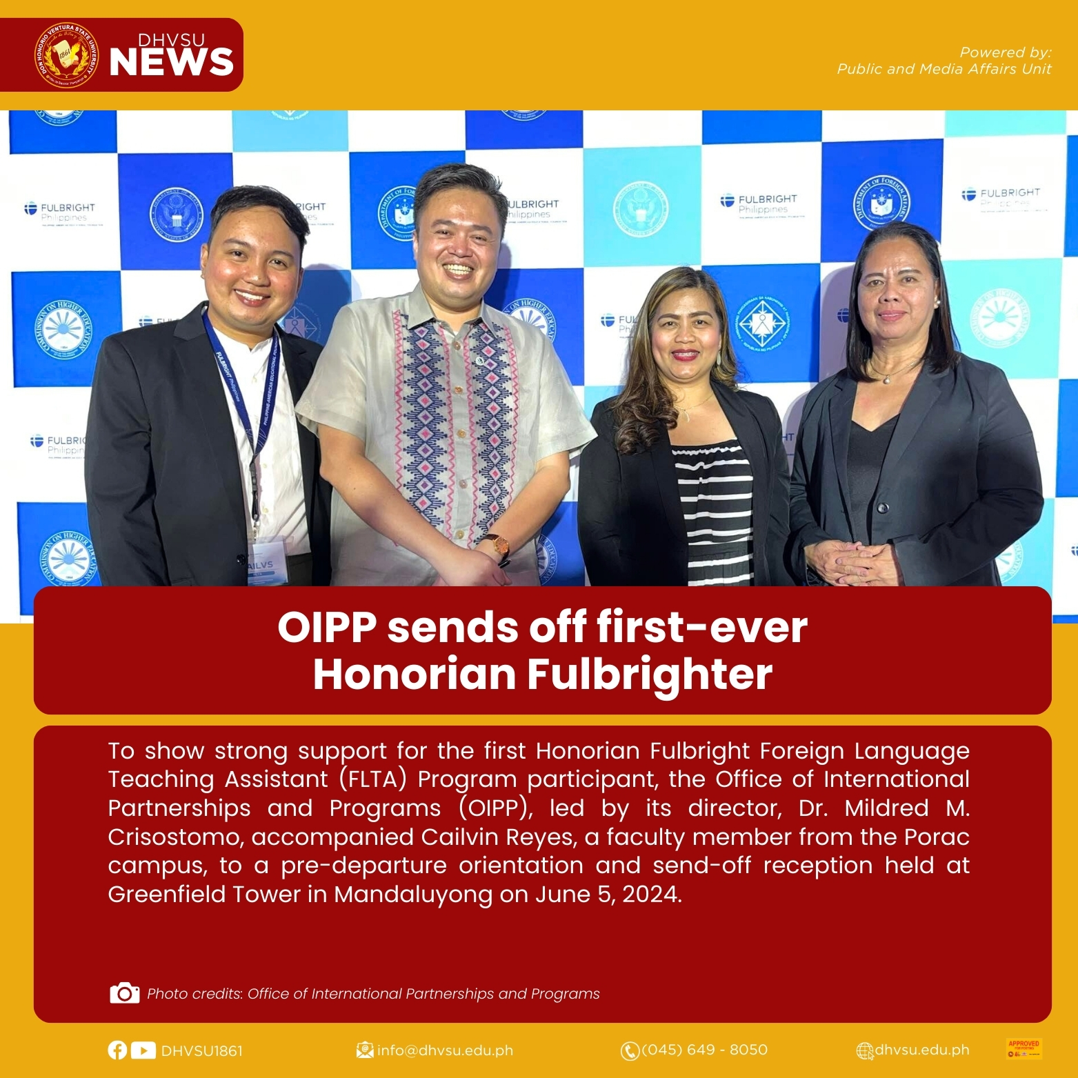 06102024   OIPP sends off first ever Honorian Fulbrighter   Information DHVSU