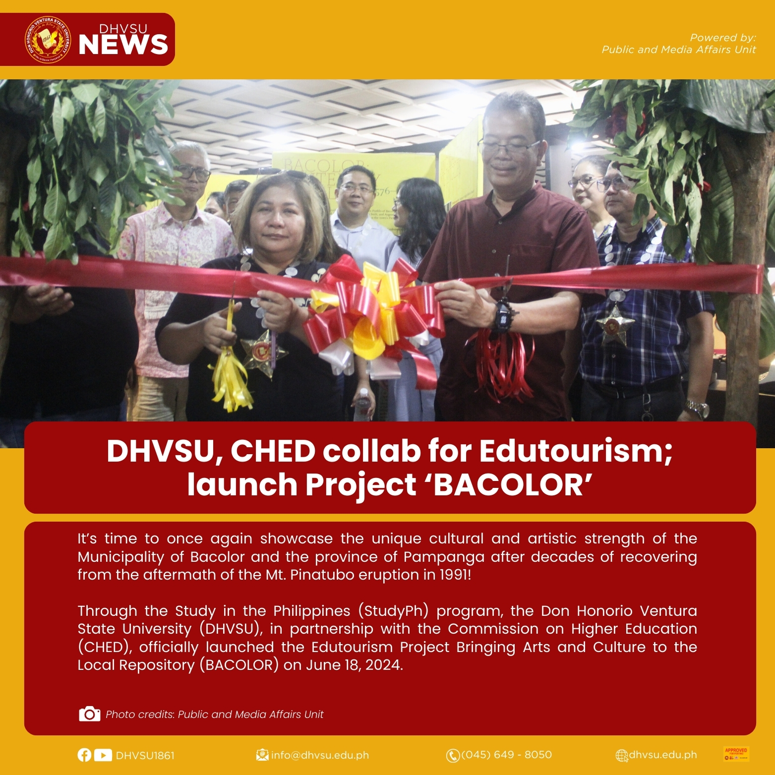 06192024   DHVSU CHED collab for Edutourism  launch Project BACOLOR   Information DHVSU