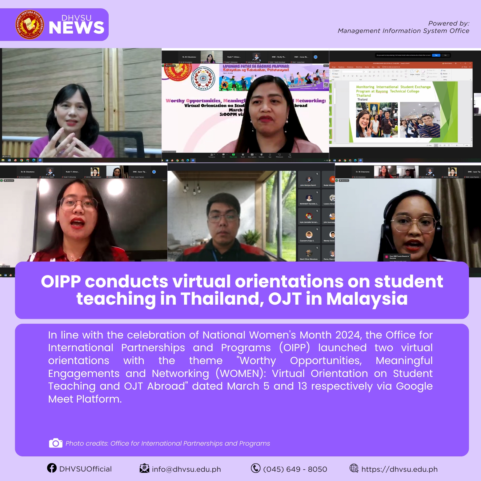 03182024   OIPP conducts virtual orientations on student teaching in Thailand OJT in Malaysia   Information DHVSU