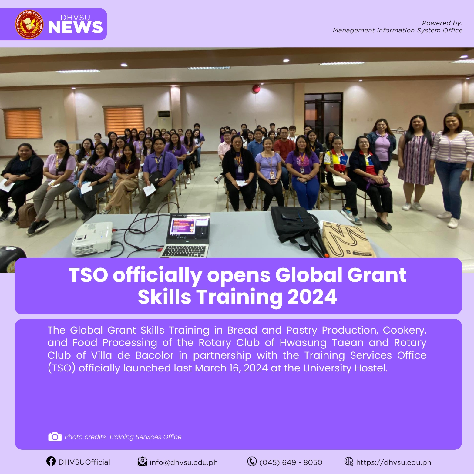 03182024   TSO officially opens Global Grant Skills Training 2024   Information DHVSU