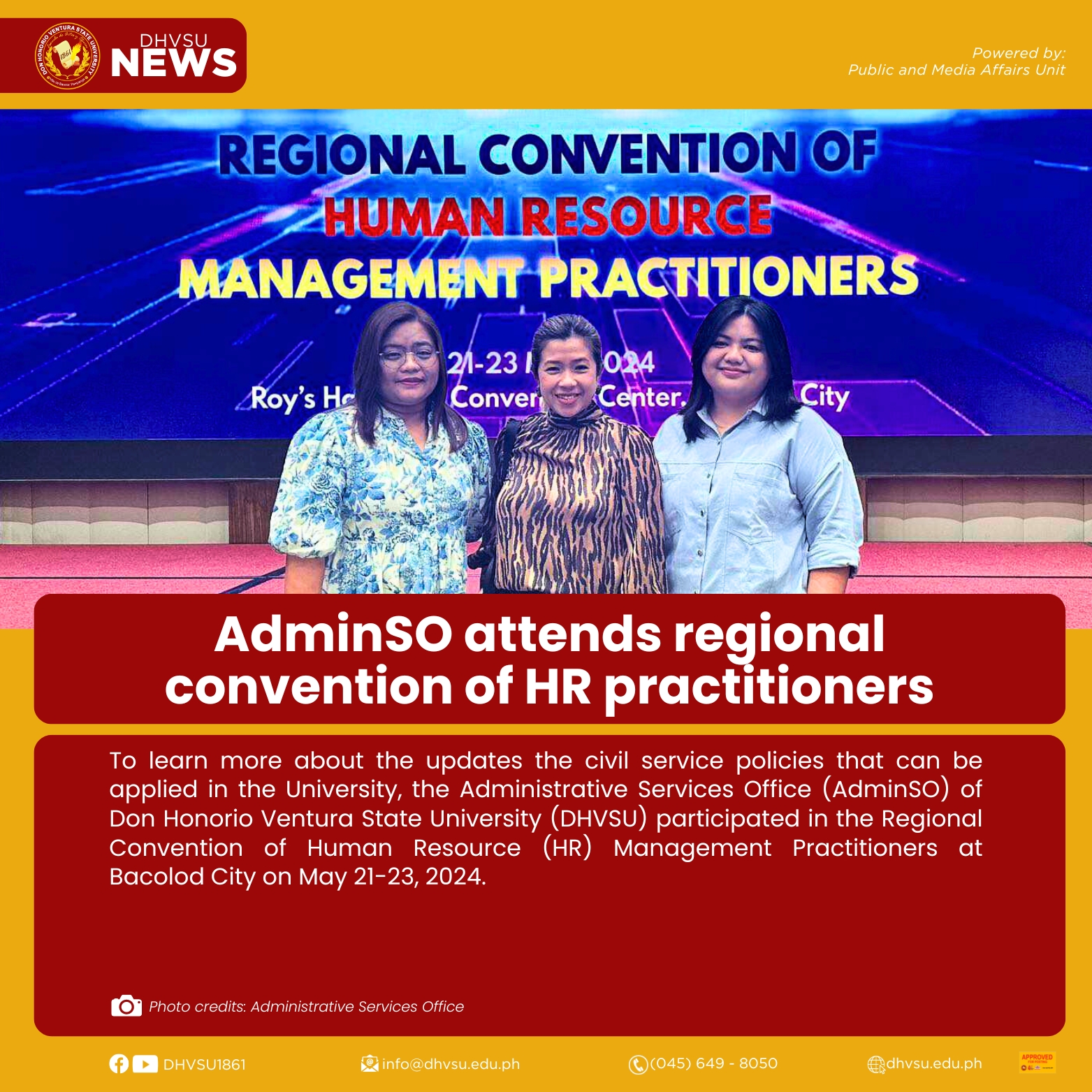 05212024   AdminSO attends convention on HRM practitioners   Information DHVSU