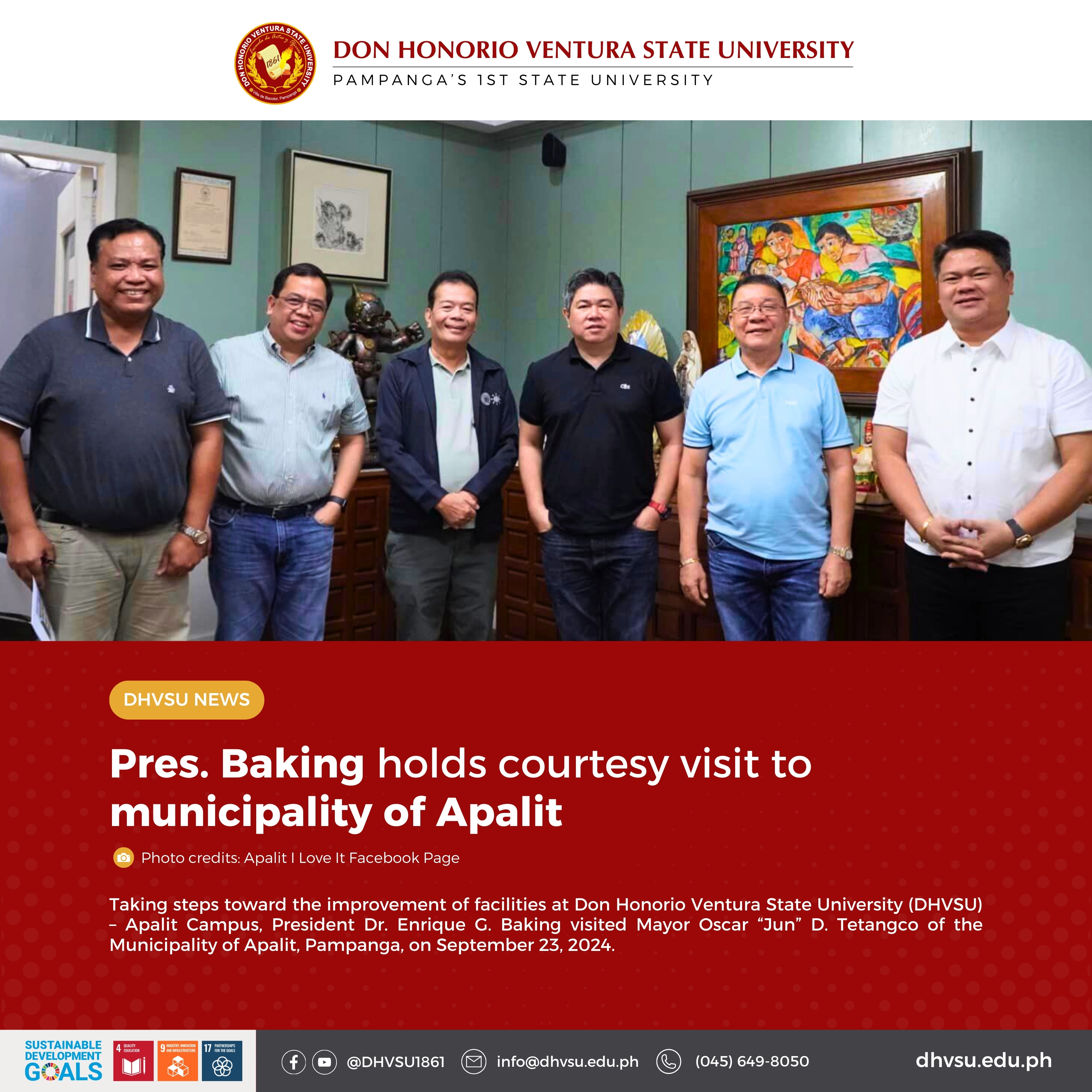 09242024   Pres. Baking holds courtesy visit to municipality of Apalit   Information DHVSU