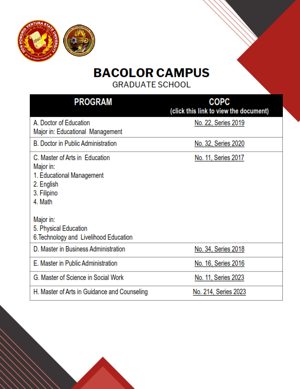 BACOLOR  Graduate School