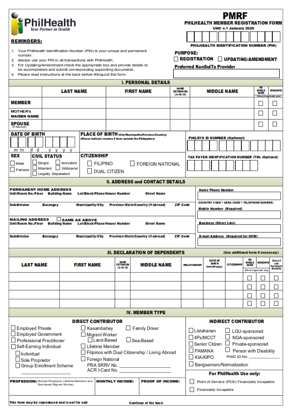 PHIC   Member Registration Form